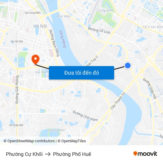 Phường Cự Khối to Phường Phố Huế map