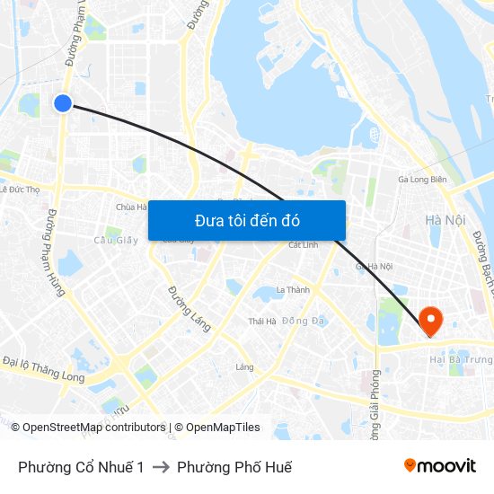 Phường Cổ Nhuế 1 to Phường Phố Huế map