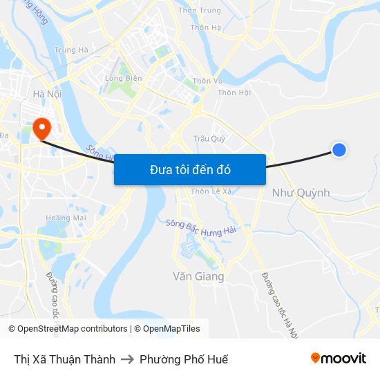 Thị Xã Thuận Thành to Phường Phố Huế map