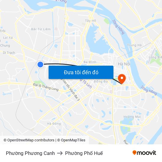 Phường Phương Canh to Phường Phố Huế map