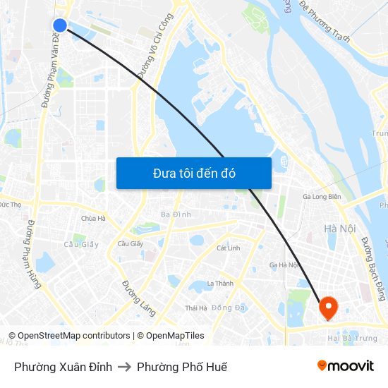 Phường Xuân Đỉnh to Phường Phố Huế map