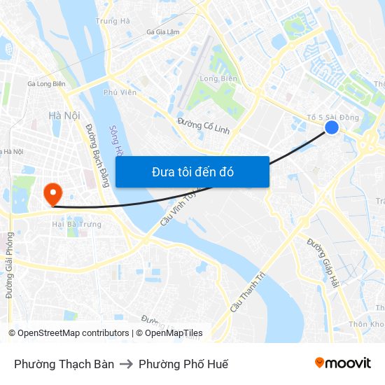 Phường Thạch Bàn to Phường Phố Huế map