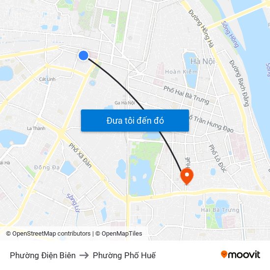 Phường Điện Biên to Phường Phố Huế map