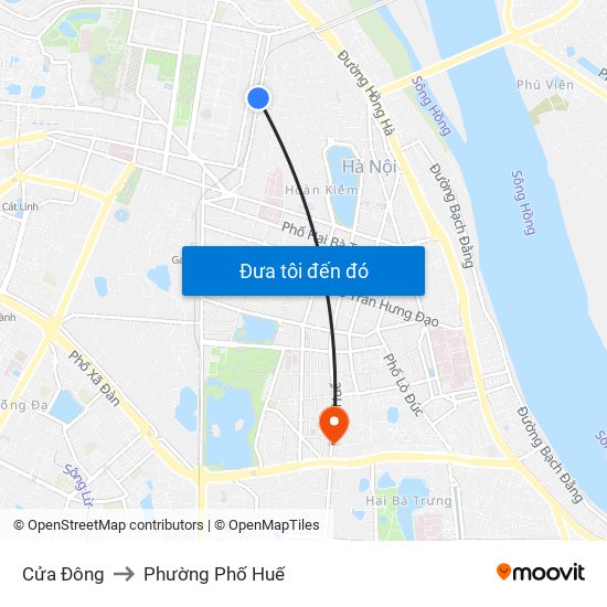 Cửa Đông to Phường Phố Huế map