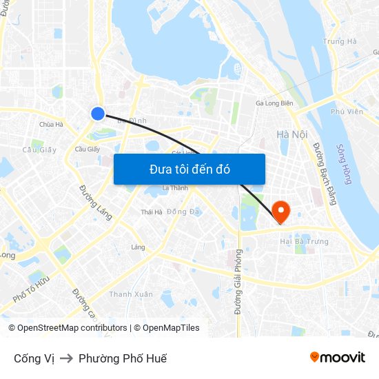 Cống Vị to Phường Phố Huế map