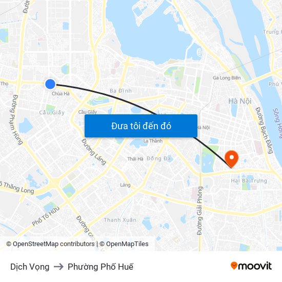 Dịch Vọng to Phường Phố Huế map