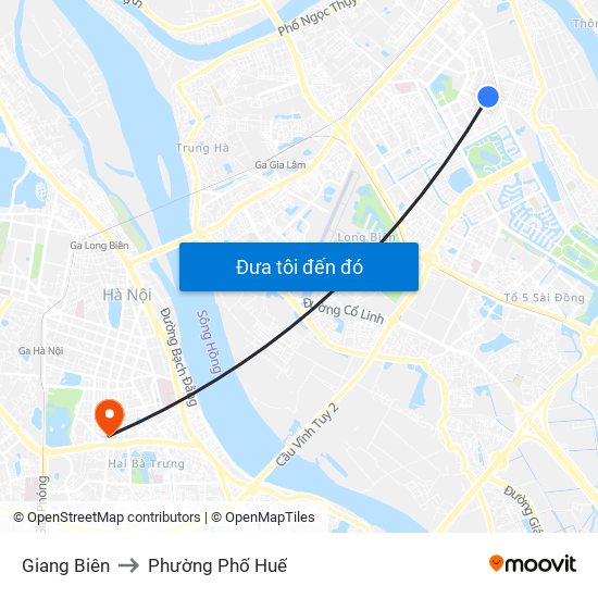 Giang Biên to Phường Phố Huế map