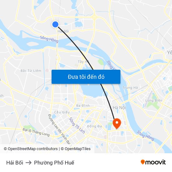 Hải Bối to Phường Phố Huế map
