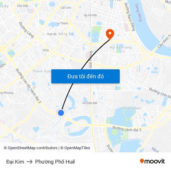 Đại Kim to Phường Phố Huế map