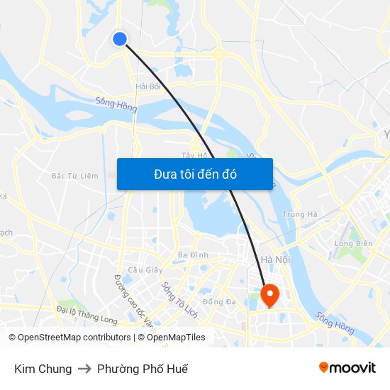 Kim Chung to Phường Phố Huế map