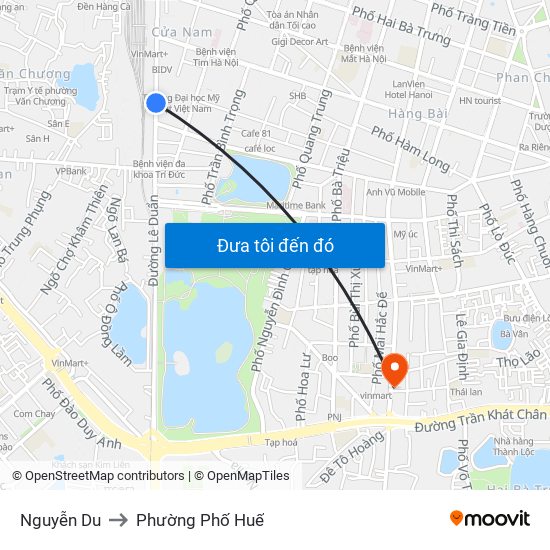 Nguyễn Du to Phường Phố Huế map