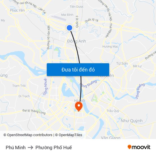 Phú Minh to Phường Phố Huế map