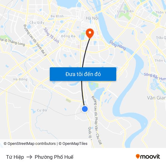 Tứ Hiệp to Phường Phố Huế map