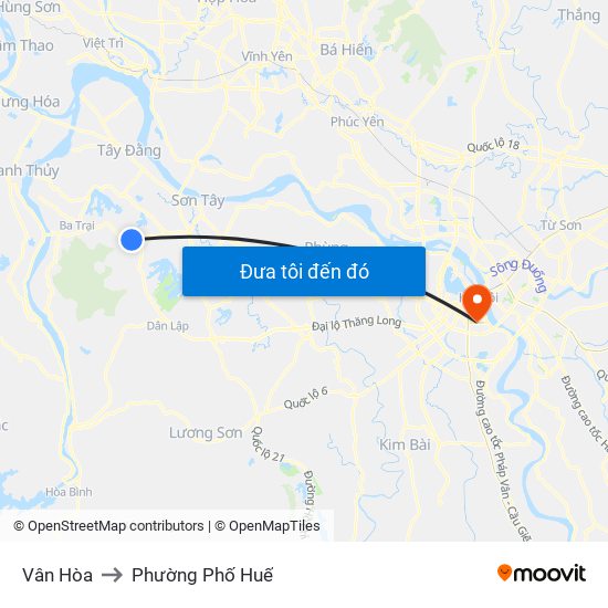 Vân Hòa to Phường Phố Huế map