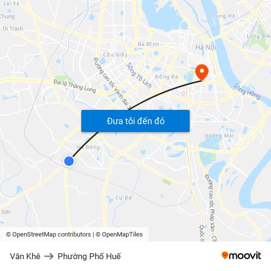 Văn Khê to Phường Phố Huế map