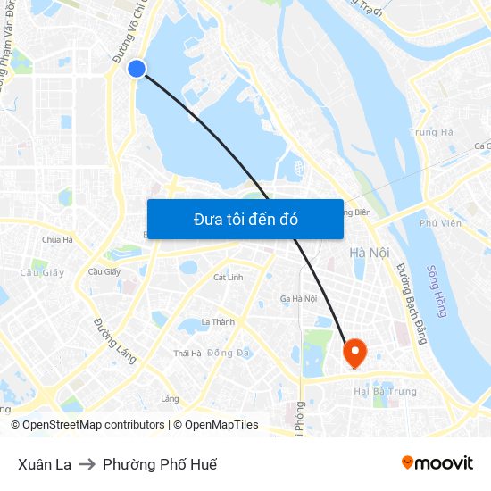 Xuân La to Phường Phố Huế map