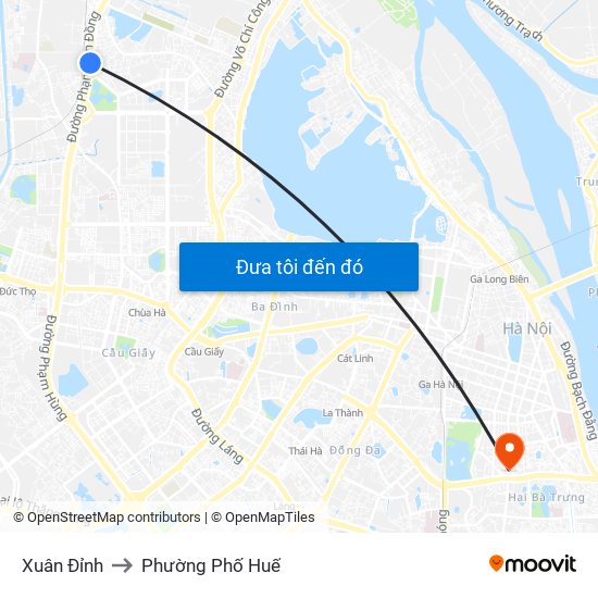 Xuân Đỉnh to Phường Phố Huế map