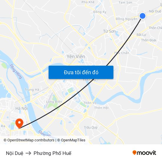 Nội Duệ to Phường Phố Huế map