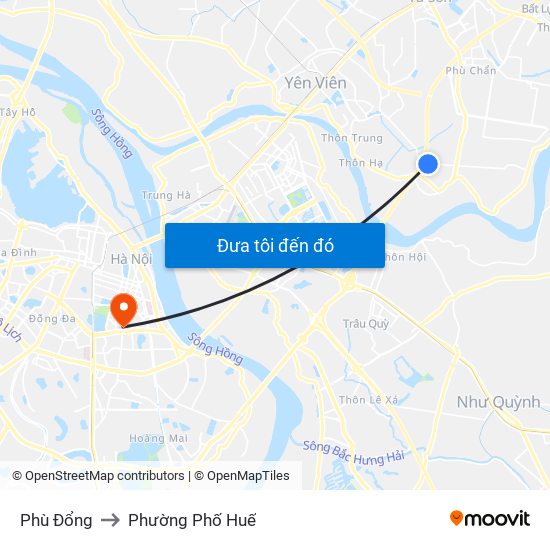 Phù Đổng to Phường Phố Huế map