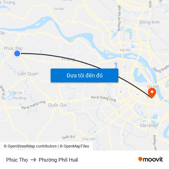 Phúc Thọ to Phường Phố Huế map