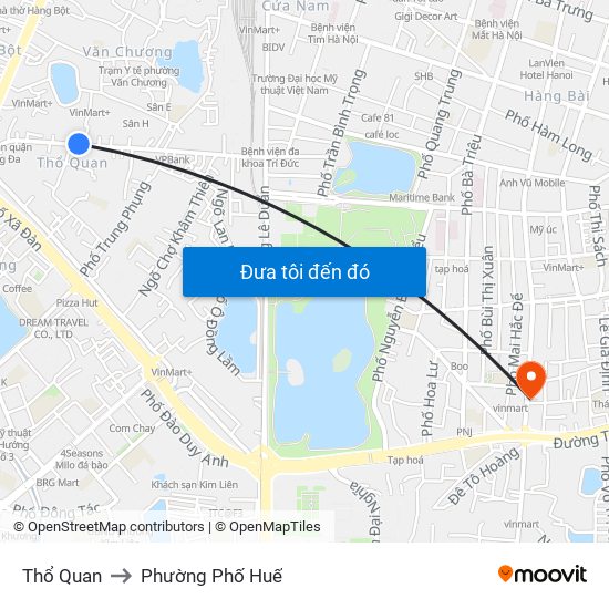 Thổ Quan to Phường Phố Huế map