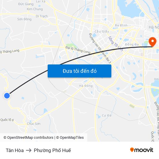 Tân Hòa to Phường Phố Huế map