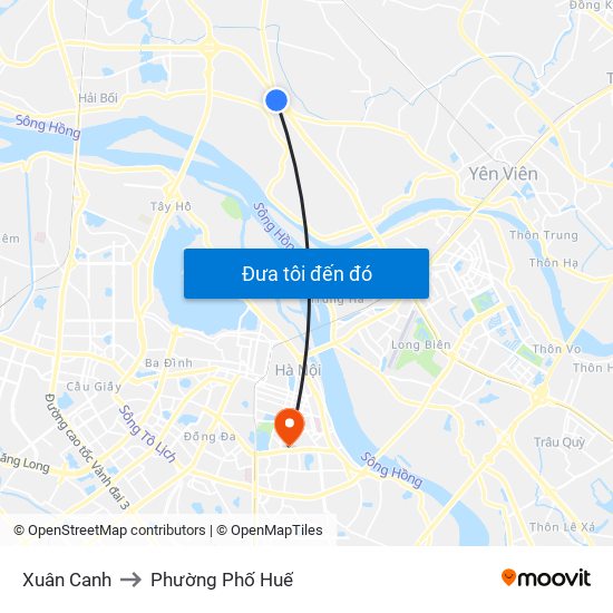 Xuân Canh to Phường Phố Huế map
