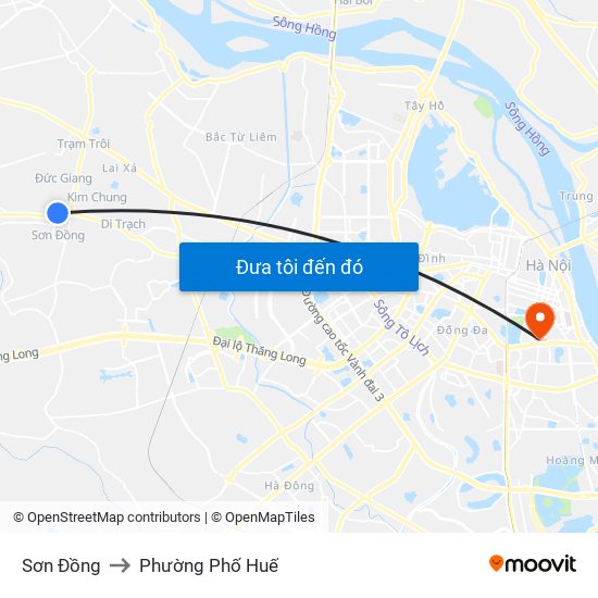Sơn Đồng to Phường Phố Huế map