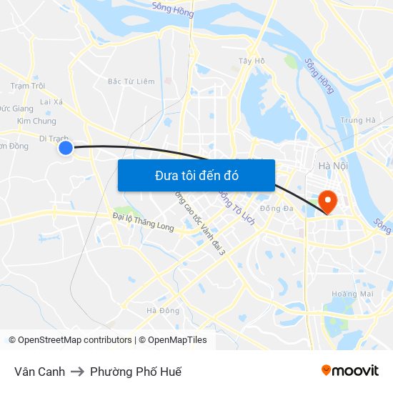 Vân Canh to Phường Phố Huế map
