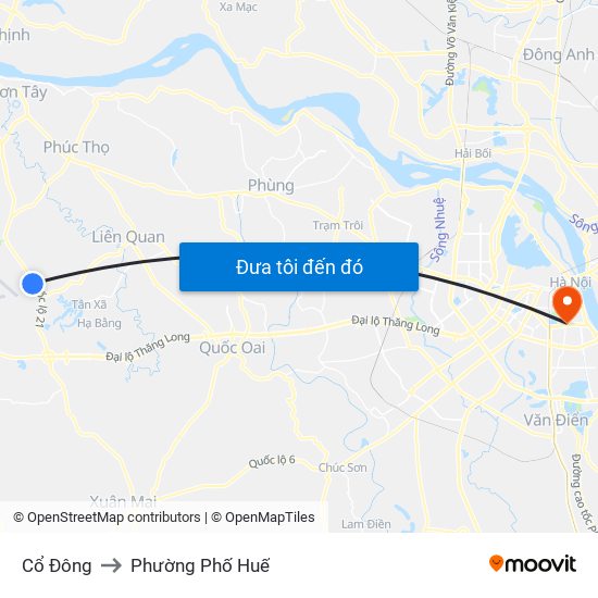 Cổ Đông to Phường Phố Huế map