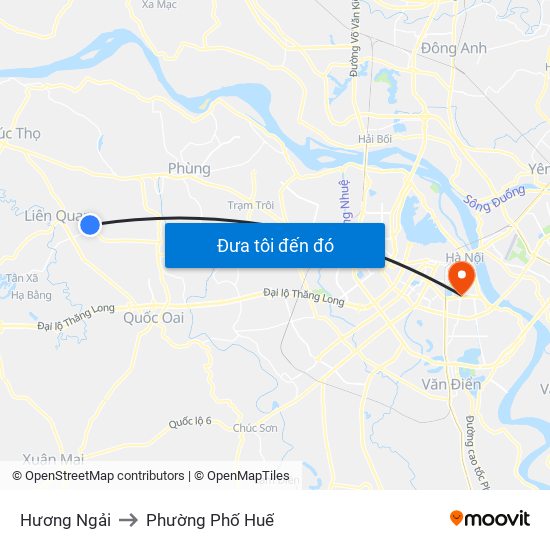 Hương Ngải to Phường Phố Huế map