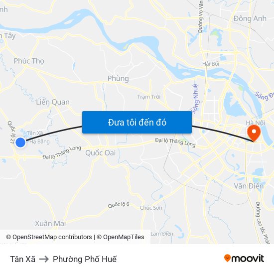Tân Xã to Phường Phố Huế map