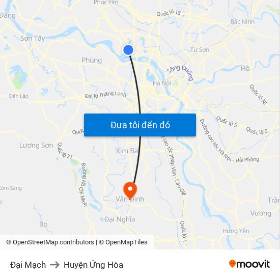 Đại Mạch to Huyện Ứng Hòa map