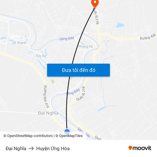 Đại Nghĩa to Huyện Ứng Hòa map