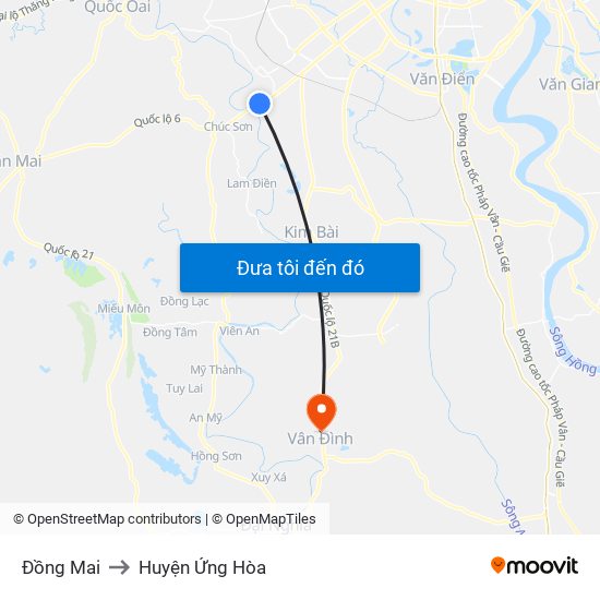 Đồng Mai to Huyện Ứng Hòa map