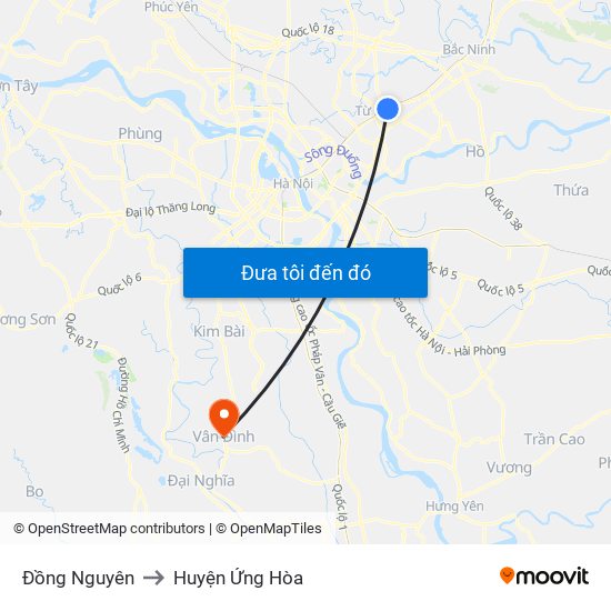 Đồng Nguyên to Huyện Ứng Hòa map