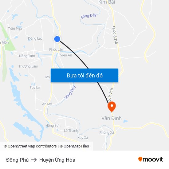 Đồng Phú to Huyện Ứng Hòa map