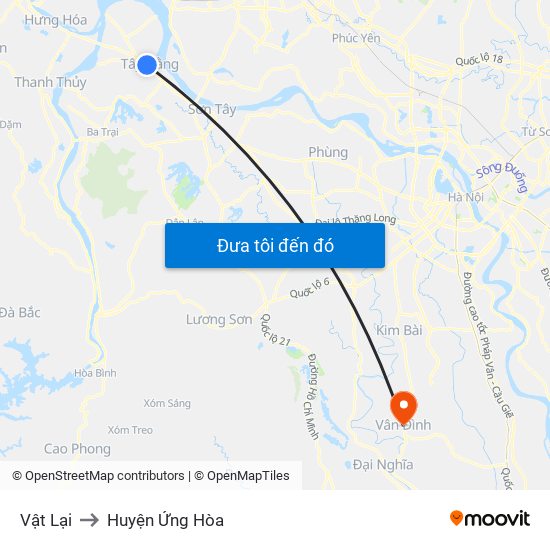 Vật Lại to Huyện Ứng Hòa map