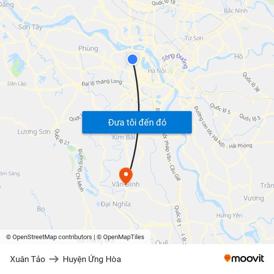 Xuân Tảo to Huyện Ứng Hòa map