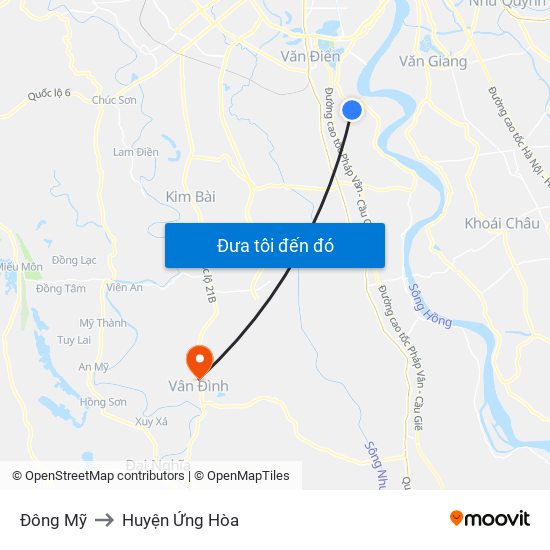 Đông Mỹ to Huyện Ứng Hòa map