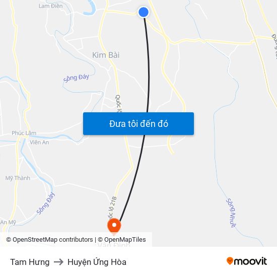 Tam Hưng to Huyện Ứng Hòa map