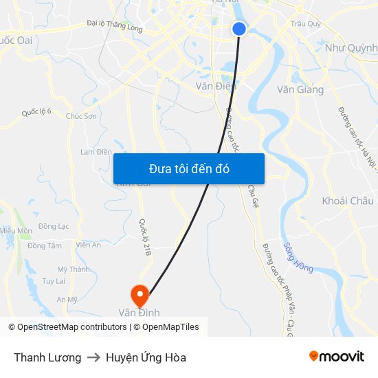 Thanh Lương to Huyện Ứng Hòa map