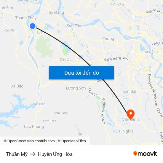 Thuần Mỹ to Huyện Ứng Hòa map