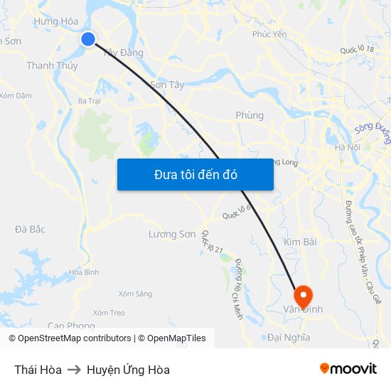 Thái Hòa to Huyện Ứng Hòa map