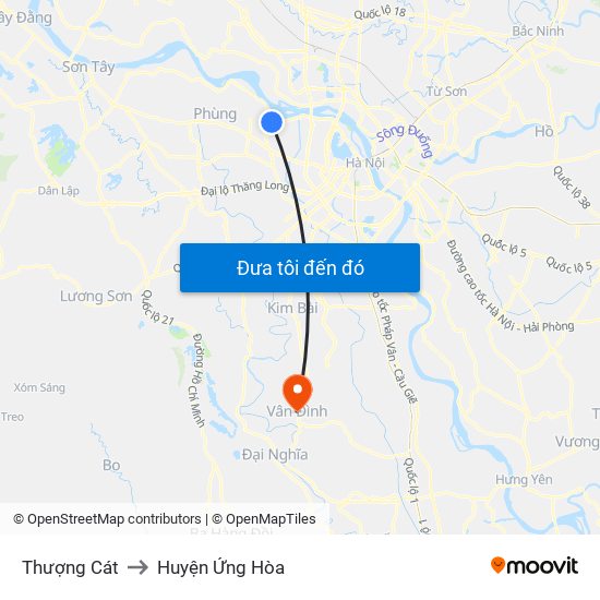 Thượng Cát to Huyện Ứng Hòa map