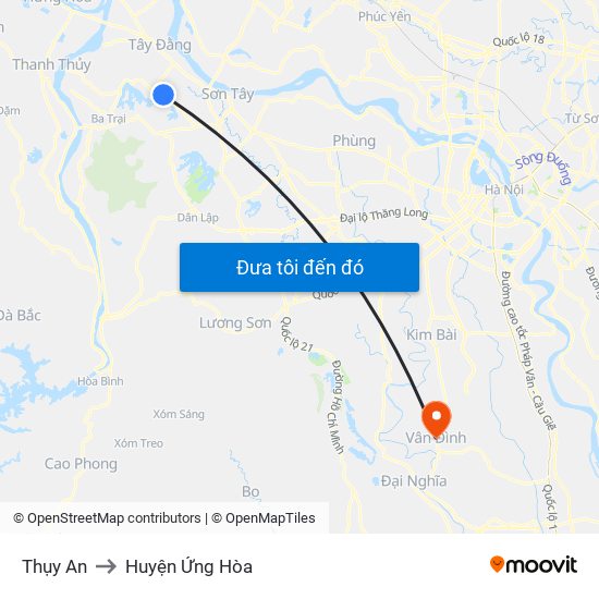 Thụy An to Huyện Ứng Hòa map