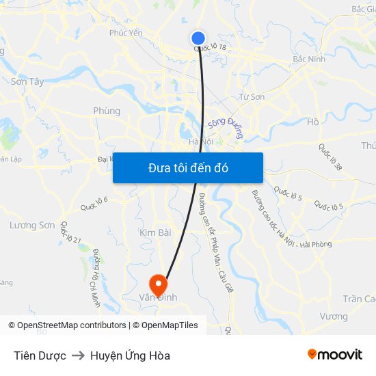 Tiên Dược to Huyện Ứng Hòa map