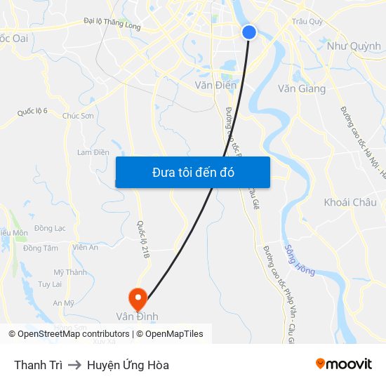 Thanh Trì to Huyện Ứng Hòa map