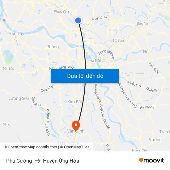 Phú Cường to Huyện Ứng Hòa map