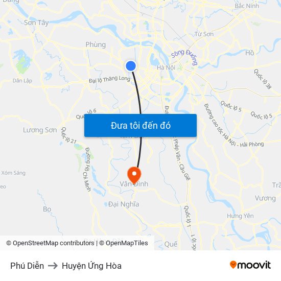 Phú Diễn to Huyện Ứng Hòa map